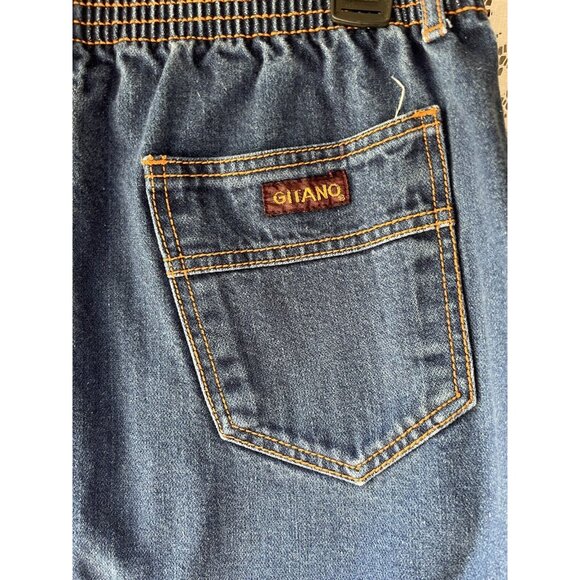 Vtg Gitano Denim Skirt Womens 16 Dark Wash Orange Stitch Classic Casual 80s Y2K - Picture 3 of 6